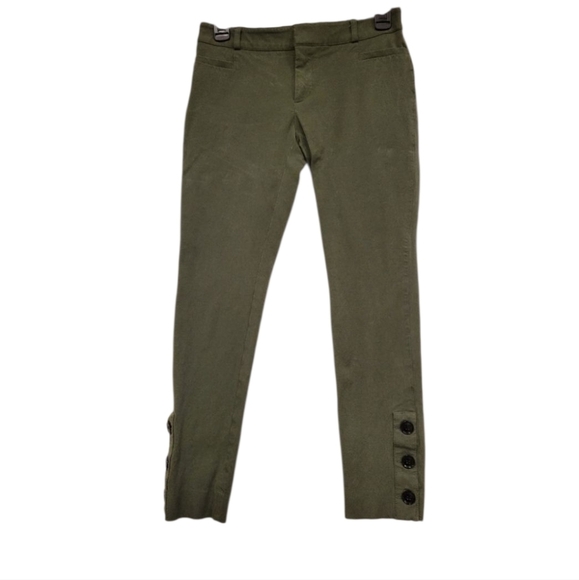 Banana Republic Sloan stretch Green women's pants with buttons on legs - Picture 1 of 6